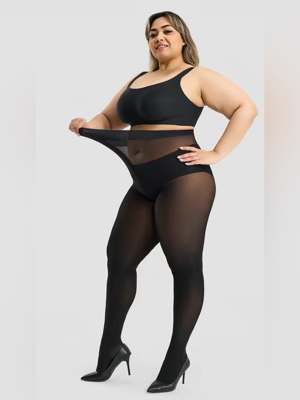 🖤 WiliW 2-Pack 10D Ultra Sheer Tights - Plus Size Control Top (3XL/4XL)